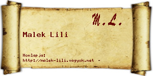 Malek Lili névjegykártya
